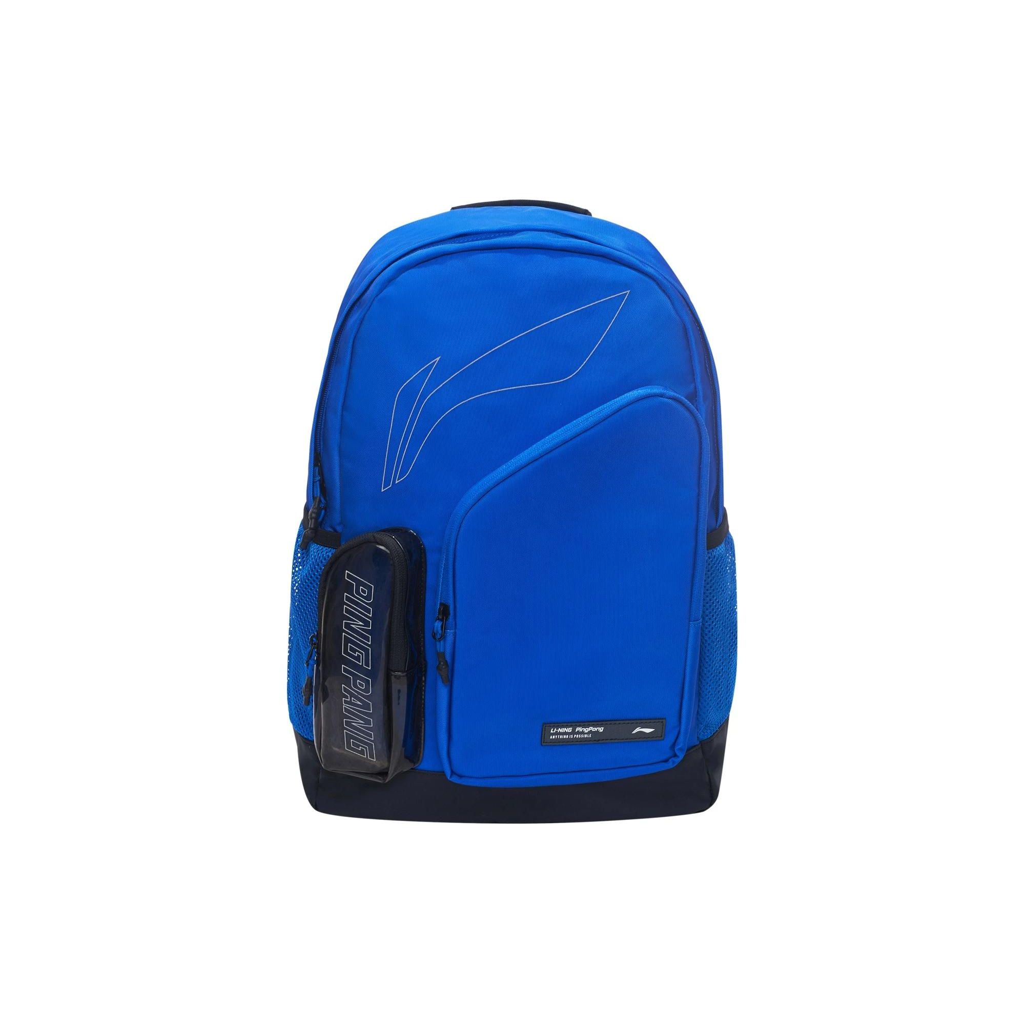 Li Ning Table Tennis Rookie Series Classic Large Capacity Zipper Closure Polyester And Polyurethane Backpack Unisex Backpack Blue ABST033-2 Colorful Blue