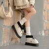 Leather waterproof snow boots outer wear warm velvet slippers indoor home non-slip heightening thick-soled cotton slippers