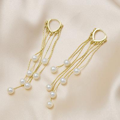 Exquisite Pearl Fringed Ear Buckle Trendy Personality Exaggerated Elegance Personality Earrings Earrings