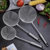 Wooden Handle Mesh Strainer Stainless Steel Fried Sieve Spoon  For Noodle French Fries