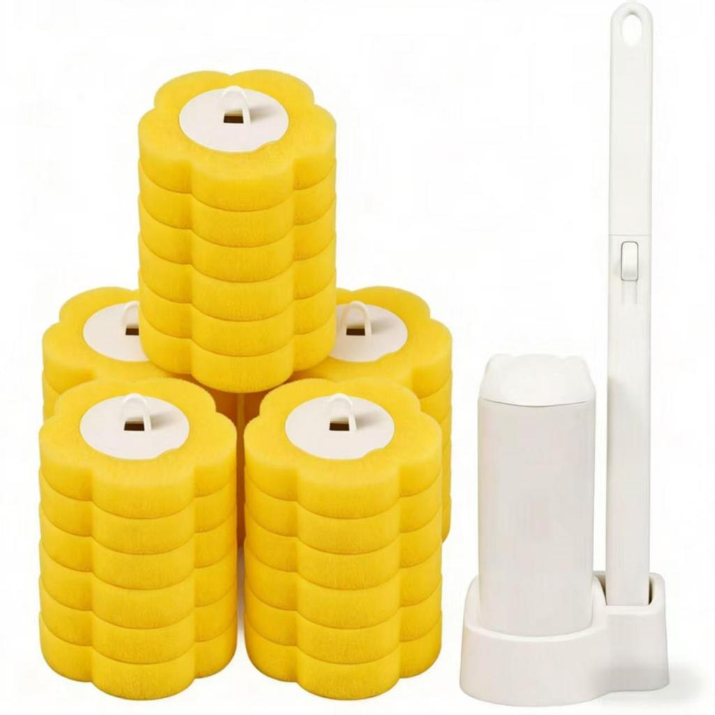 Upgrade Toilet Brush Kit with Disposable Replacement Heads, Long-Handle Hygienic Bathroom Cleaning Brush for Home WC Accessories