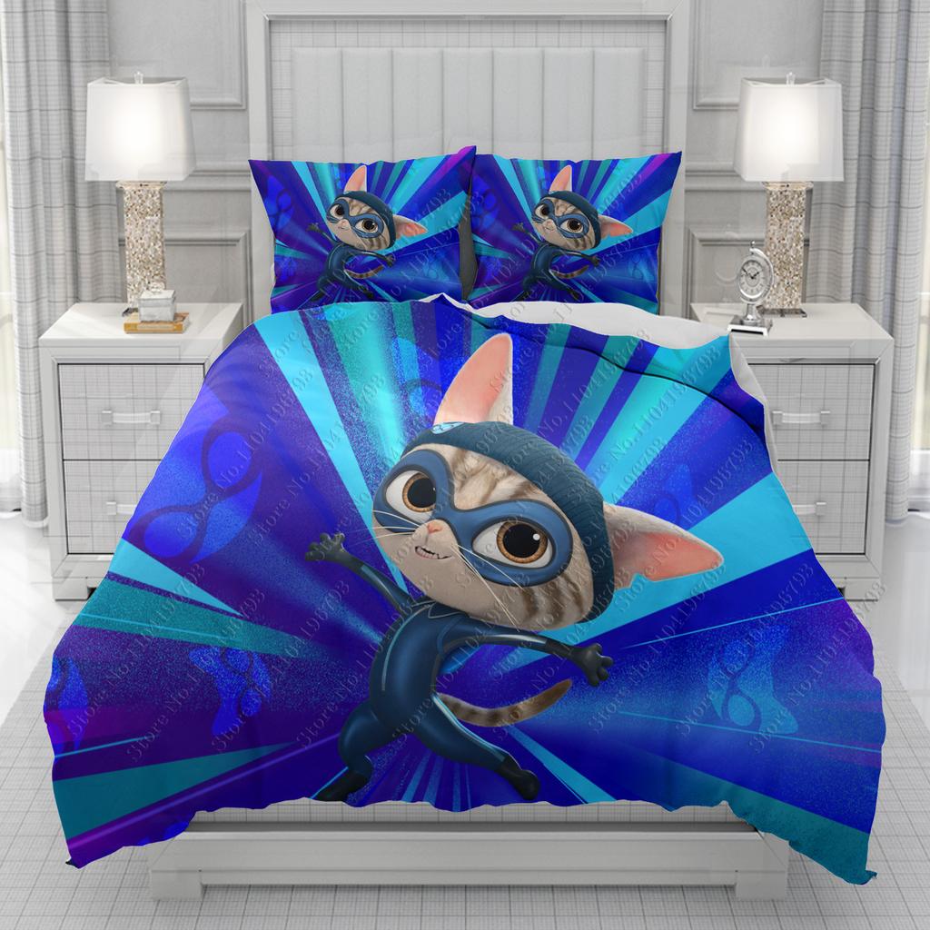 Super Kitties Duvet Cover Men women/Children KID Printing Cute Cartoon Bedding Set  Comforter Bed Soft