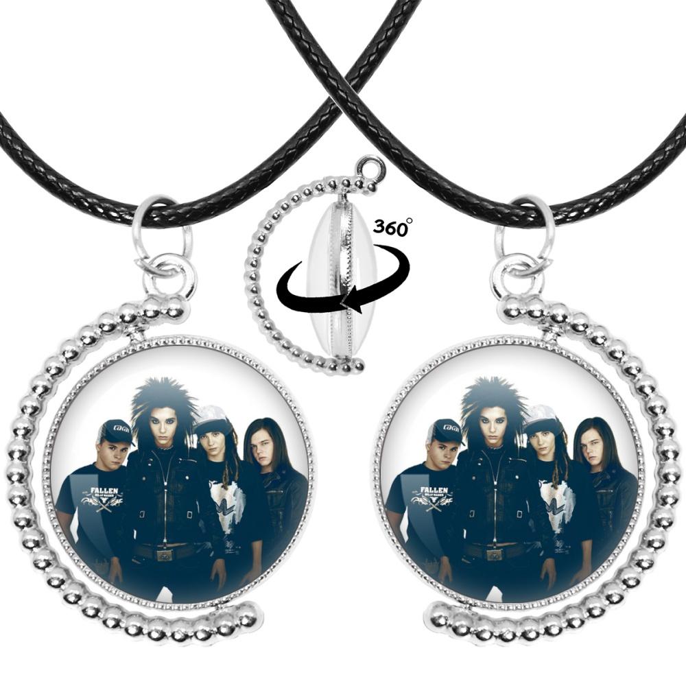 Neue Halskette Tokio Hotel Retro Rockband Pop Bill Kaulitz Band Glas Doppelseitig Drehbar Anhänger Halskette Schmuck Anhänger Fans