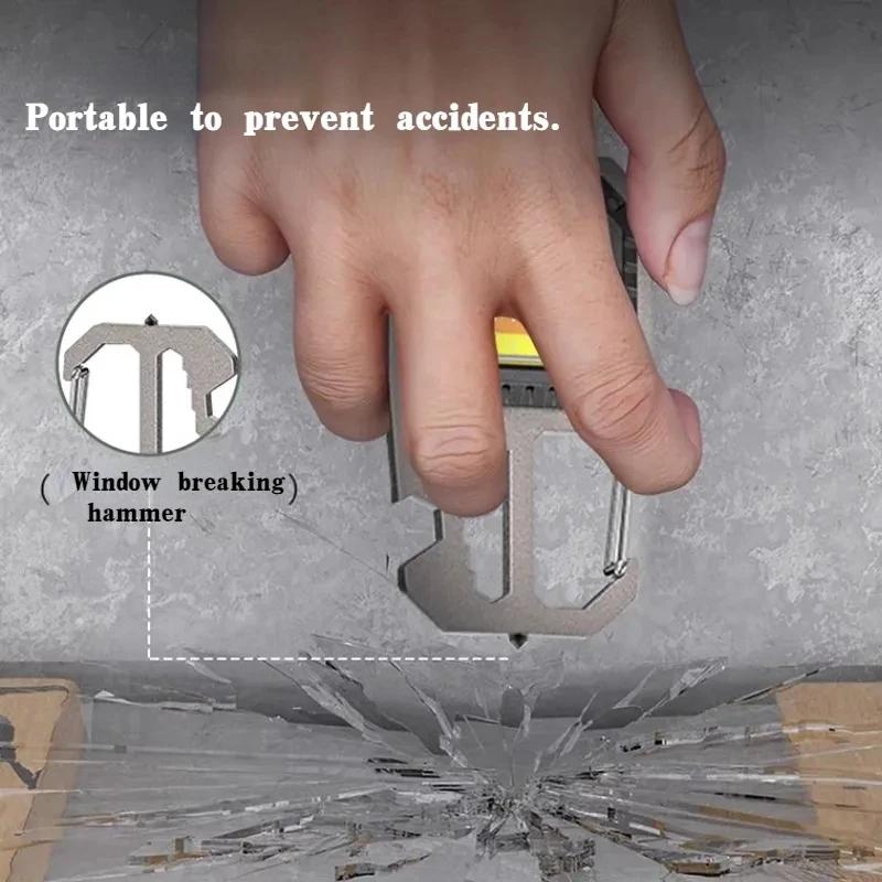 Mini COB Keychain Flashlight Protable Work Light USB Rechargeable Pocket Torch Outdoor Camping Fishing Emergency Lamp