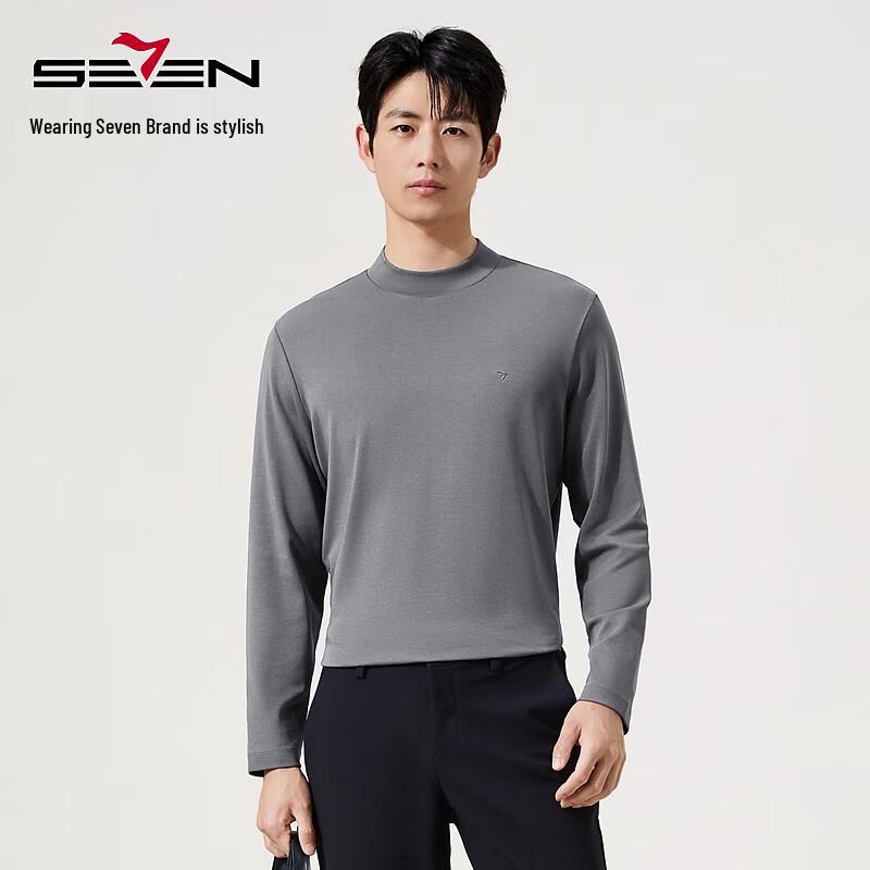 Qipai Men's Modal Far-Infrared Heating Semi-High Collar Long Sleeve T-Shirt