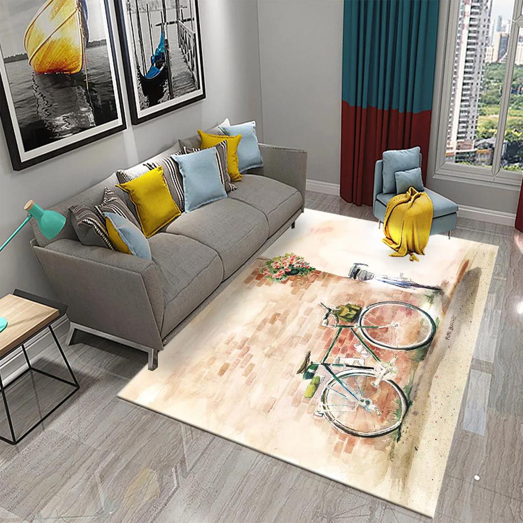3D Vintage Flower Bicycle Carpet for Bedroom Entrance Decor Door Mat Bathroom Hallway Non-Slip Rug Decor Kitchen Living Room Mat