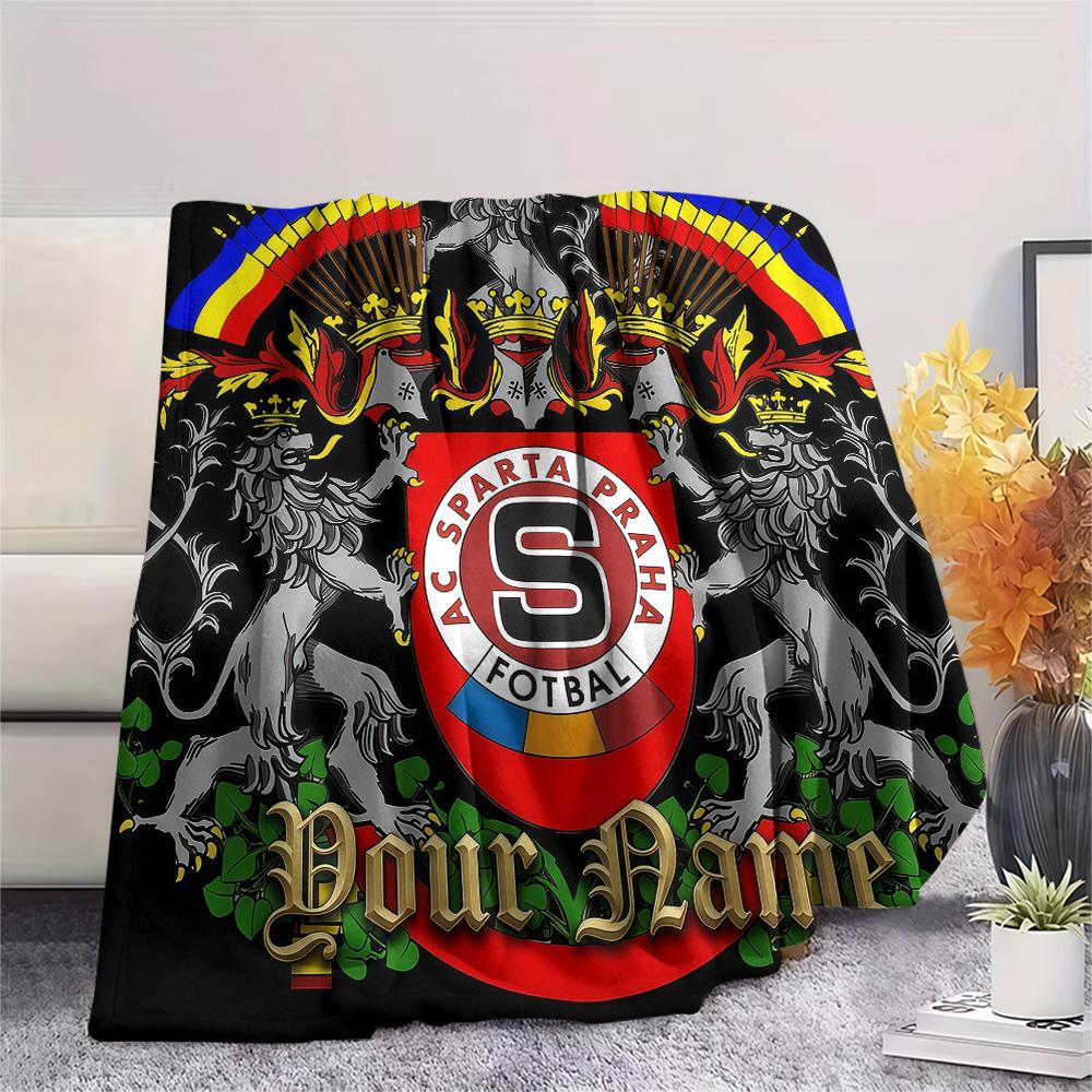 1PC Custom Name AC Sparta Praha Patterned Flannel Blanket Suitable For All Seasons for Home Decor Warmth and Comfort Gifts Holiday Present -HE9