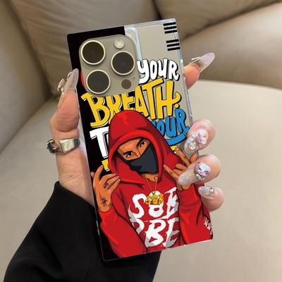 Square Back Tube Protection Clear Case For iPhone 12 13 16 ProMax 14 Pro Max 11 15 Plus Anti-Oxygen,Red Guard Dress Trendy Men Pattern Casing