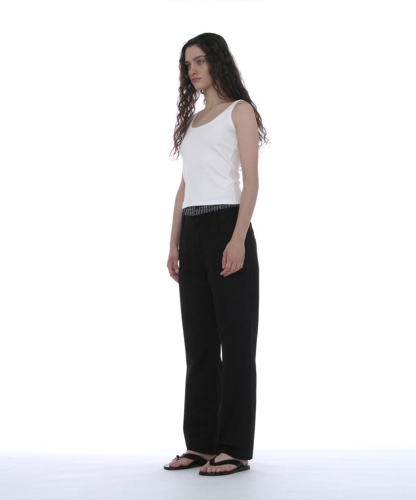 PARTIMENTO WOMEN Double Waist Chino Pants_Black
