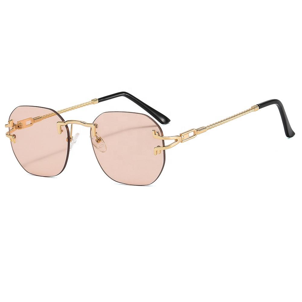 Women Men Hot Selling Diamond Frameless Sun Glasses UV400 Lenses Metal Colorful Fashion Trendy Sunglasses