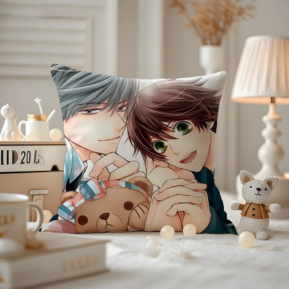 Cushion Cover Anti-dustmite Pillowcase Invisible Zipper Silky Short Plush Sofa Cushion Cover Junjou Romantica