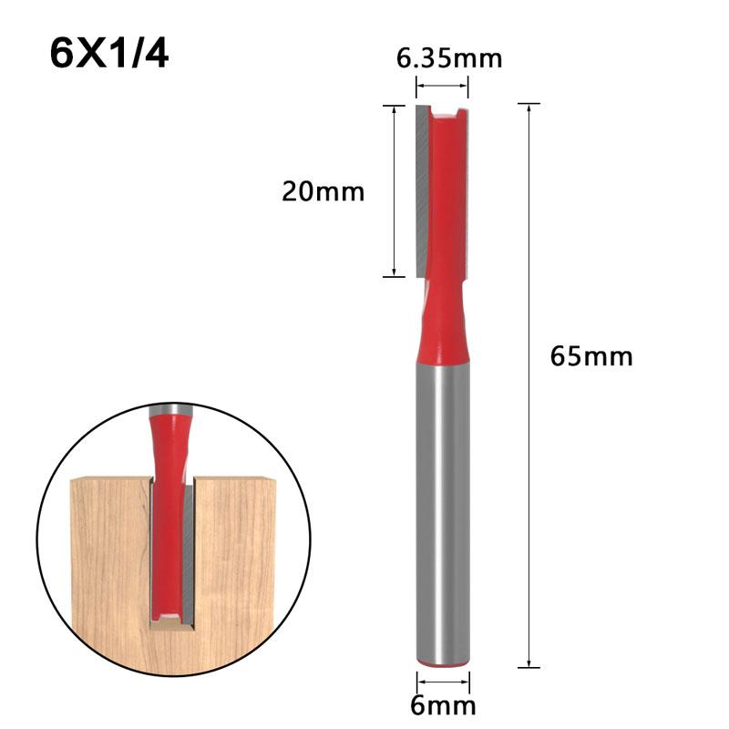 1/7 stücke Einzigen Doppel Flöte Gerade Bit 6mm 1/4 zoll Schaft Fräser für Holz Wolfram Hartmetall Router bit Holz Werkzeug