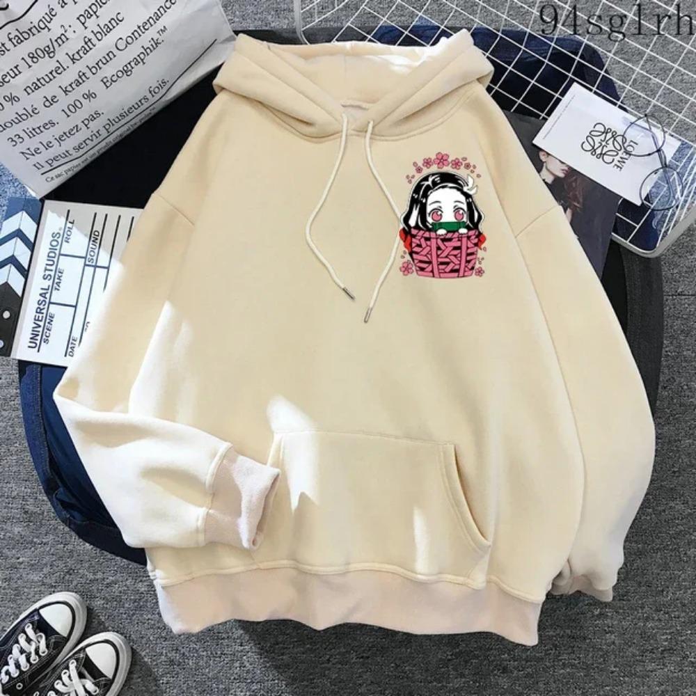 Cute Nezuko Anime Print Hoodies Women Demon Slayer Manga Sweatshirts Tanjiro Kimetsu No Yaiba Hoodie Harajuku Streetwear Clothes