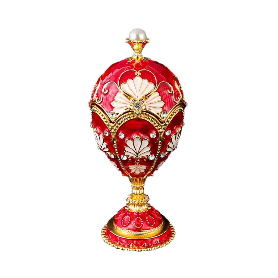Luxus-Emaille Fabergé-Stil Eier Schmuckschatulle Legierung Schmuckaufbewahrung Dekoration
