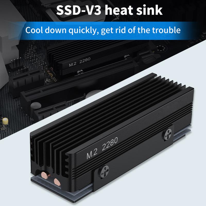 Ssd-V3 2280 M.2 Dual Heat Pipe Solid State Drive Nvme Grille-Type All-Aluminum Vest High-Efficiency Heat Sink Gaming Accessories