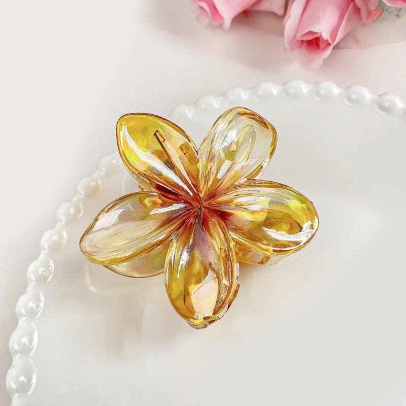 Pince à Cheveux Pince Crabe Thème Princesse Pince Crabe à Cheveux Jolie Frangipanier Attache Cheveux Barrettes Épingle à Cheveux Maintien Fort pour Filles