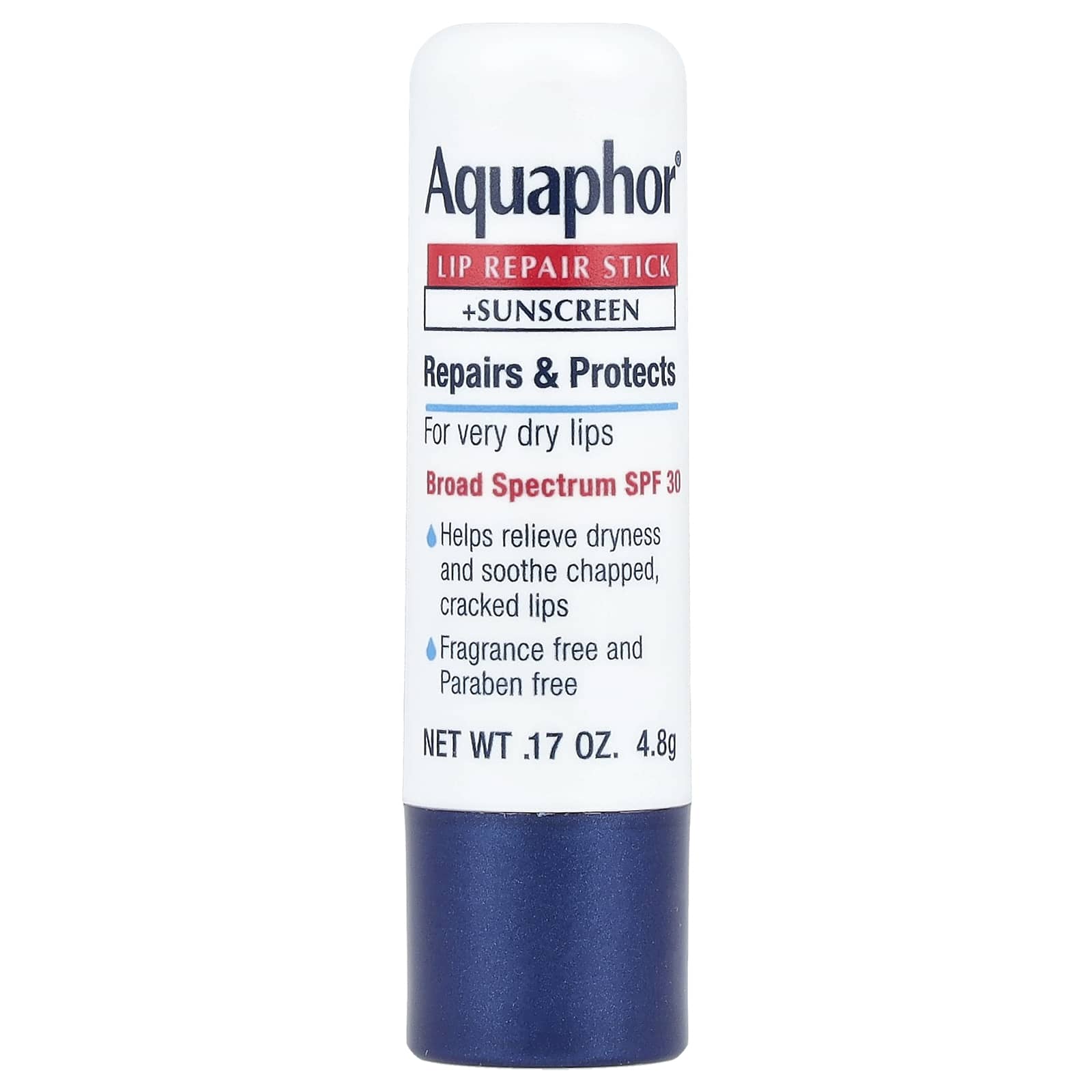 

Aquaphor, Lip Repair Stick + UV Protection, SPF 30, без запаху, 4,8 г (0,17 унції)