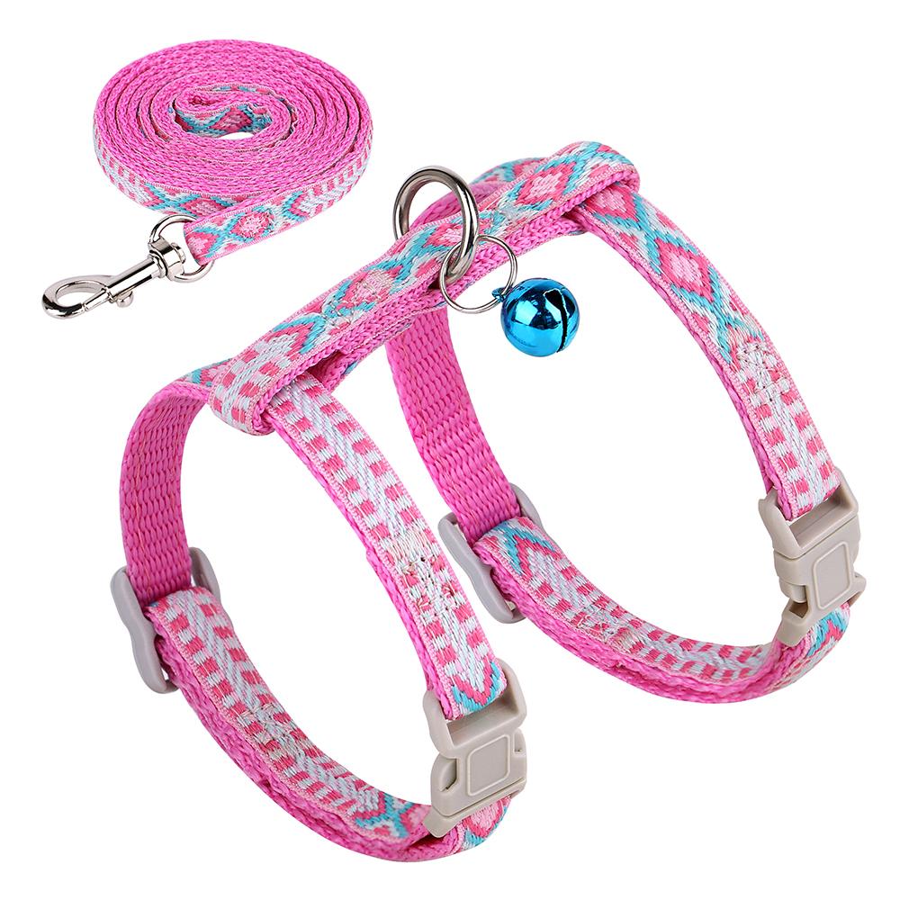Adjustable Nylon Cat Harness Leash Set Soft Small Dog Cats Harness Vest With Bell Puppy Kitten Pet Walking Lead for Chihuahua