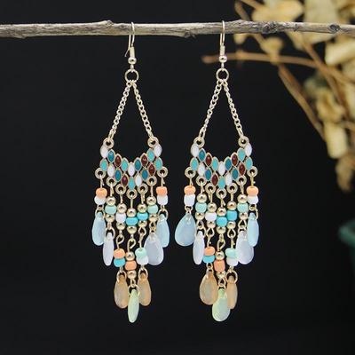 Bohemian Retro Water Drop Tassel Earrings for Women In Ethnic Style