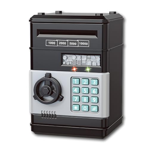 ENN LLC Piggy Bank with Dial Lock, Security Box (Black)