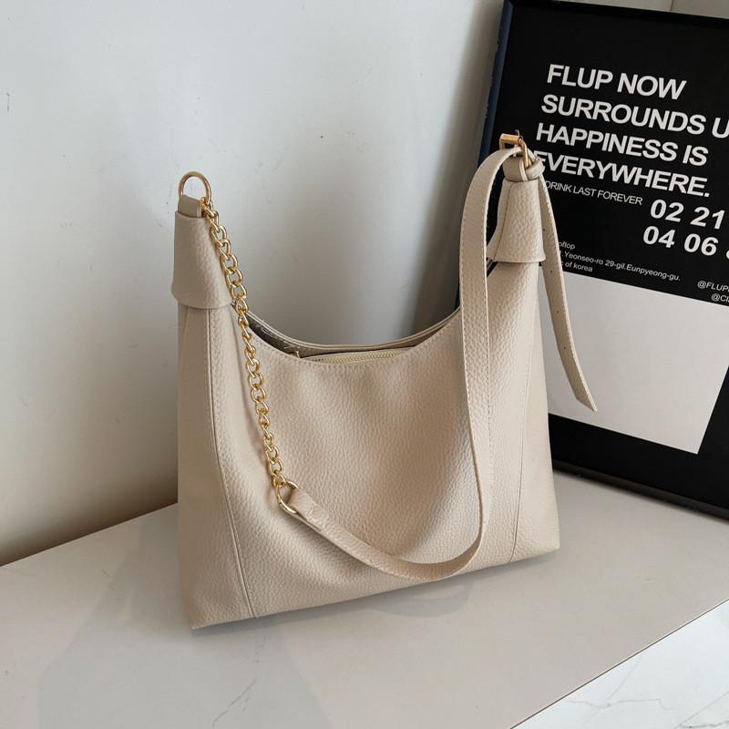 Chic Minimalist Shoulder Tote Bag For Women In Black Beige Khaki And Coffee