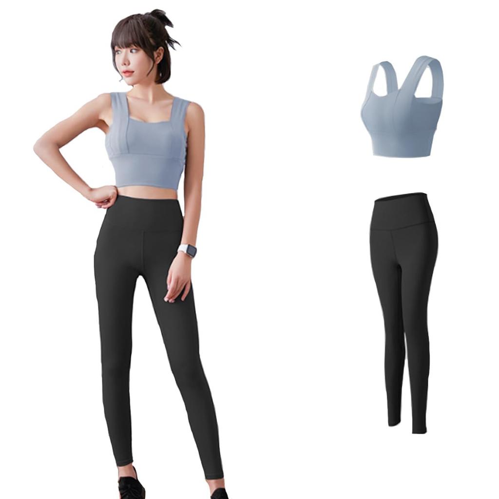 Kesaeki Breathable Yoga Top and Pants Set with Yoga and Elastic Waistband for and Ideal for Hot Yoga and Gym Women's Cups, High-Waisted Pants,