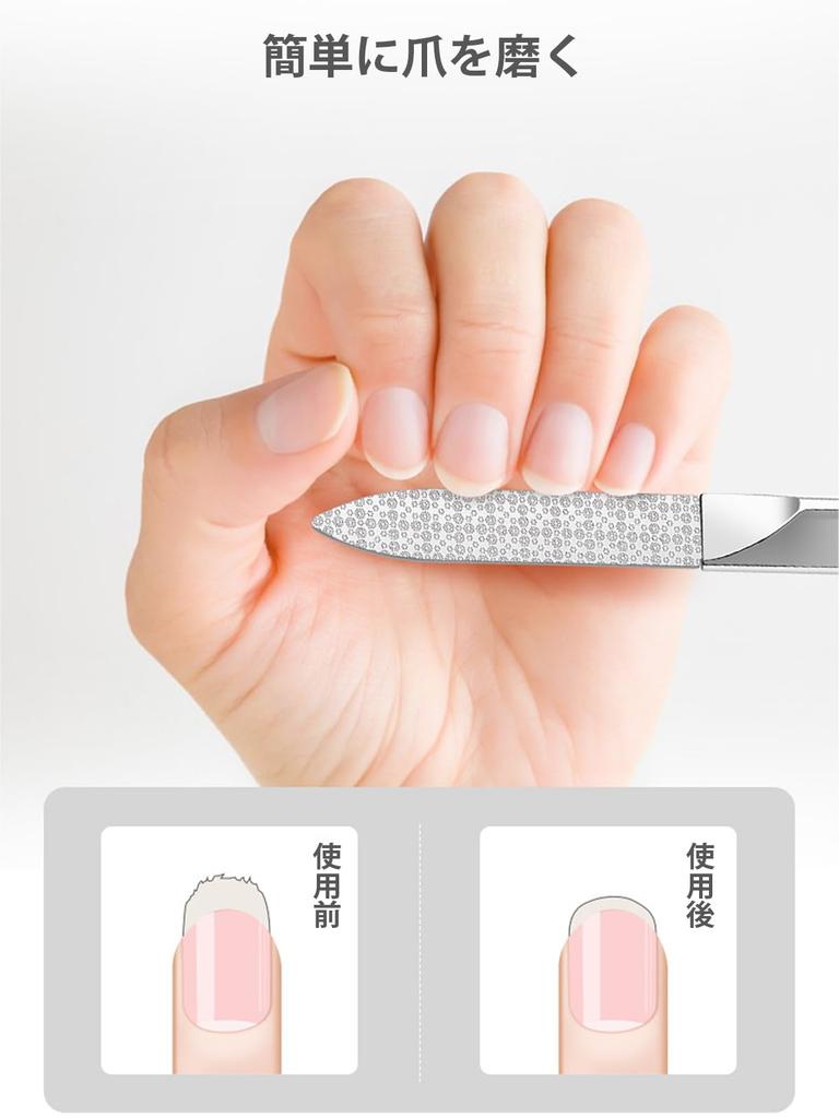 AioBos Nail Stainless Professional Nail File for Quick Nail Includes Storage Box File, Double-Sided Polisher, High-Quality Steel, Polishing, Unisex,