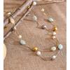 Eetit 2026 Agalmatolite Natural Pearl Stone Beads Chain Necklace Women Stainless Steel Spring Summer Collar Waterproof Jewelry