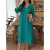 BITCED Fashion Summer Spring Solid Color Print 3/4 Sleeves V-Neck Casual Dresses