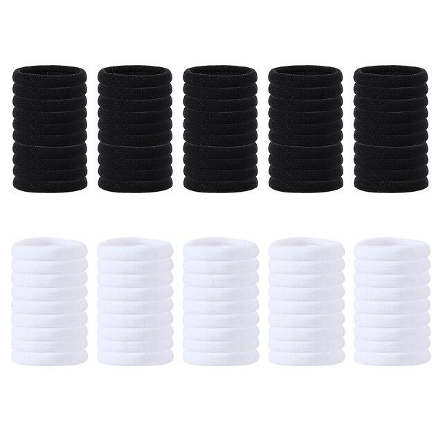50Pcs Women Girls Elastic Hair Bands 4cm Hair Ties Colorful Nylon Rubber Bands Headband Ponytail Holder Hair Accessories