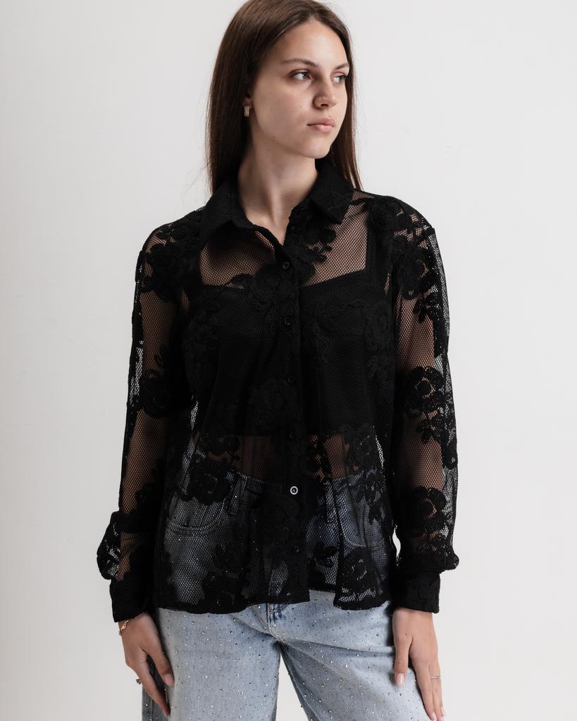 Women's Shirt with Lace LK Brand 1185 XS Black