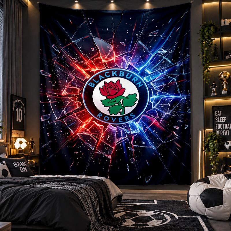 Wall Hanging Tapestry Blackburn Rovers Football Print Cloth for Living Room Bedroom Home Decor