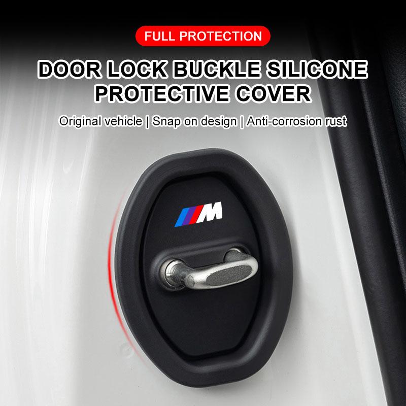 4pcs M LOGO Car Door Lock Cover Silicone Protector Auto Accessory for BMW E38 E39 E46 E53 E60 E61 E64 X7 X3 X4 X5 X6 3 4 5 6 7 Series Z4 M M3 M5 M6