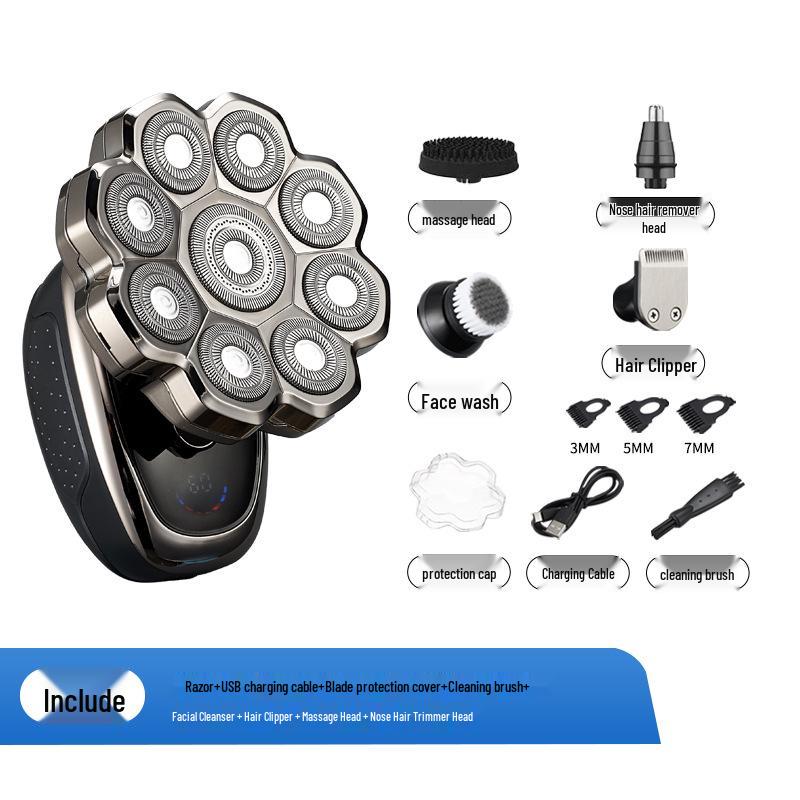 High-Power Waterproof Electric Shaver for Men's Bald Head