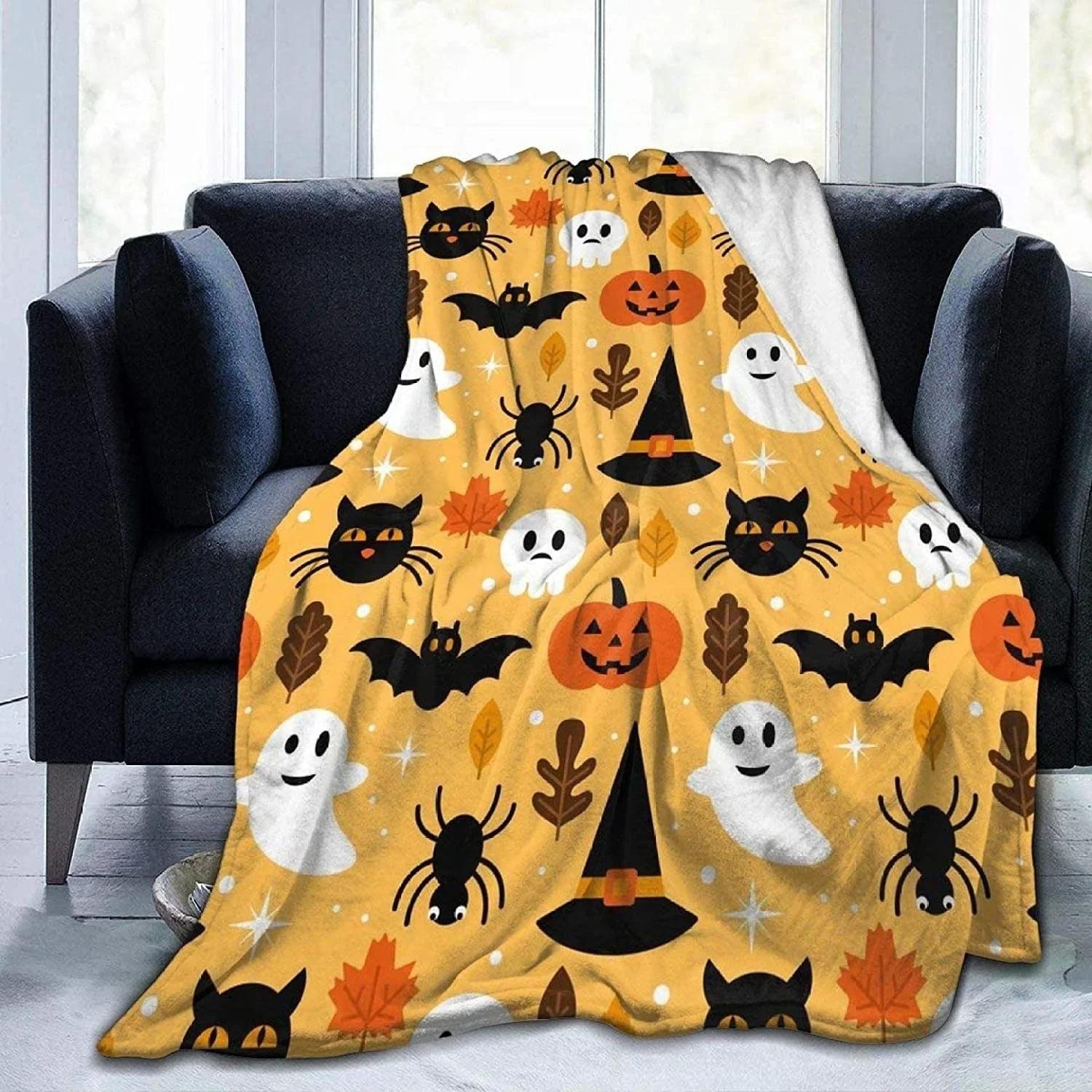 

Fall Pumpkin Autumn Blanket Leaves Soft Throw Soft Throw Blanket for Home Bedroom Bed Sofa Picnic Travel Cover Blankets Kids 75x90cm