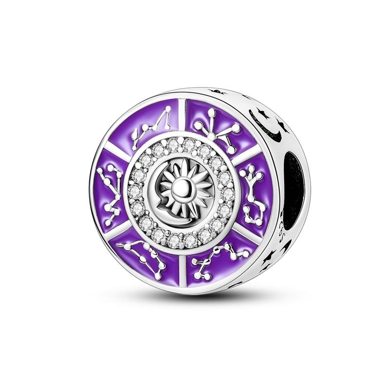 925 Silver Purple Series Butterfly Aries Gemini Safety Chains Fit Original Bracelet DIY Jewelry Making Gift For Women