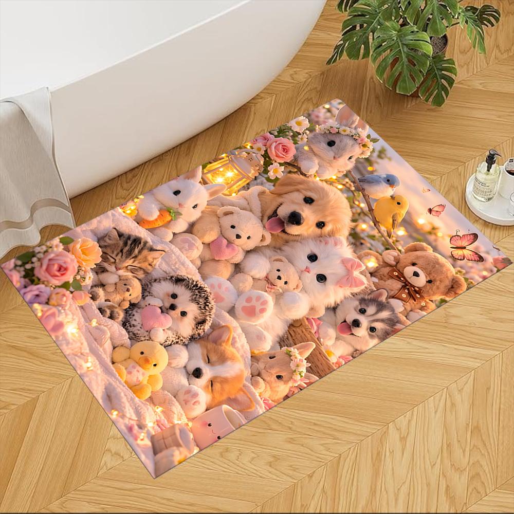 Jungle Animals And Flowers Non-Slip Home Carpet Design for Office Decor Living Room Bedroom Gift