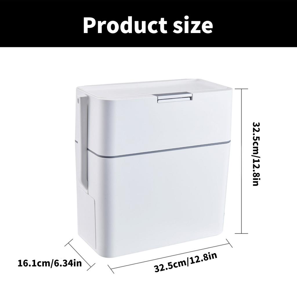 Bathroom Trash Bin with Toilet Brush Trash Can Automatic Packaging Garbage Bin with Press Top Lid for Kitchen Toilet