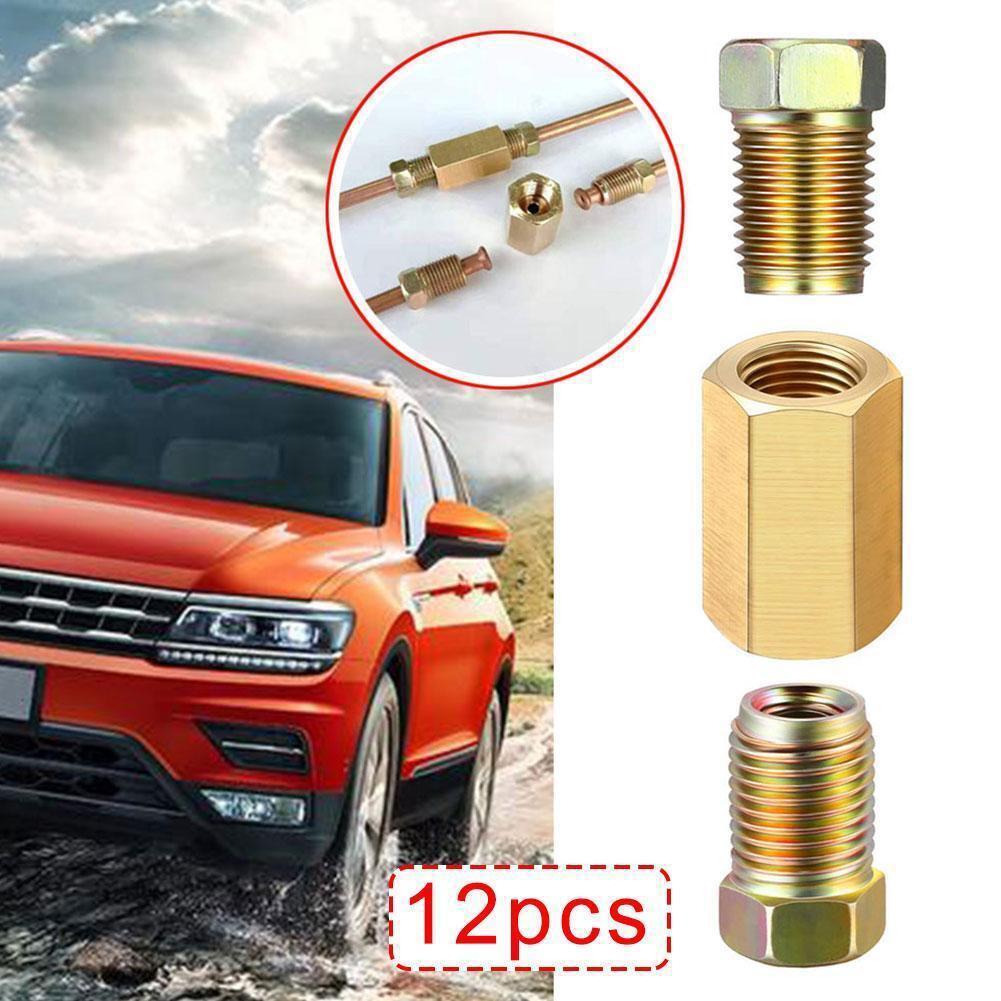 12 Pcs /Set Brake Line Repair Female Union Inverted Nut Fittings Tube