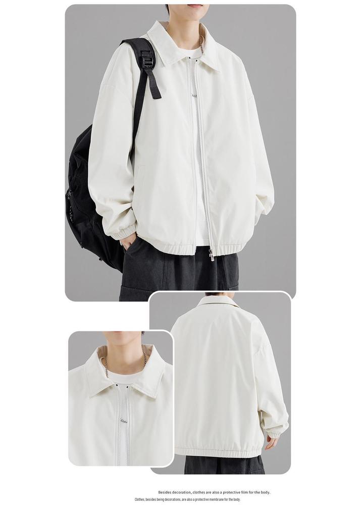 Men's Retro Workwear Jacket - Thin, Loose, Versatile Lapel Top for Spring/Autumn