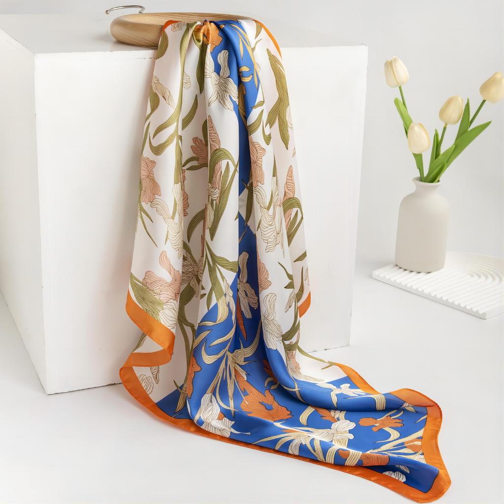 Damska Talia Owoc Kwiat Sztuka Retro Symulowany Jedwab Mała Kwadratowa Chustka Można Ją Połączyć z Koszulą do Strojów Profesjonalnych, Ochrony Przeciwsłonecznej i na Szyję