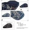 Ethnic Style Flower Print Beret Hat Thin Breathable Artistic Hat Washed Denim Adjustable Peaked Cap Women Men