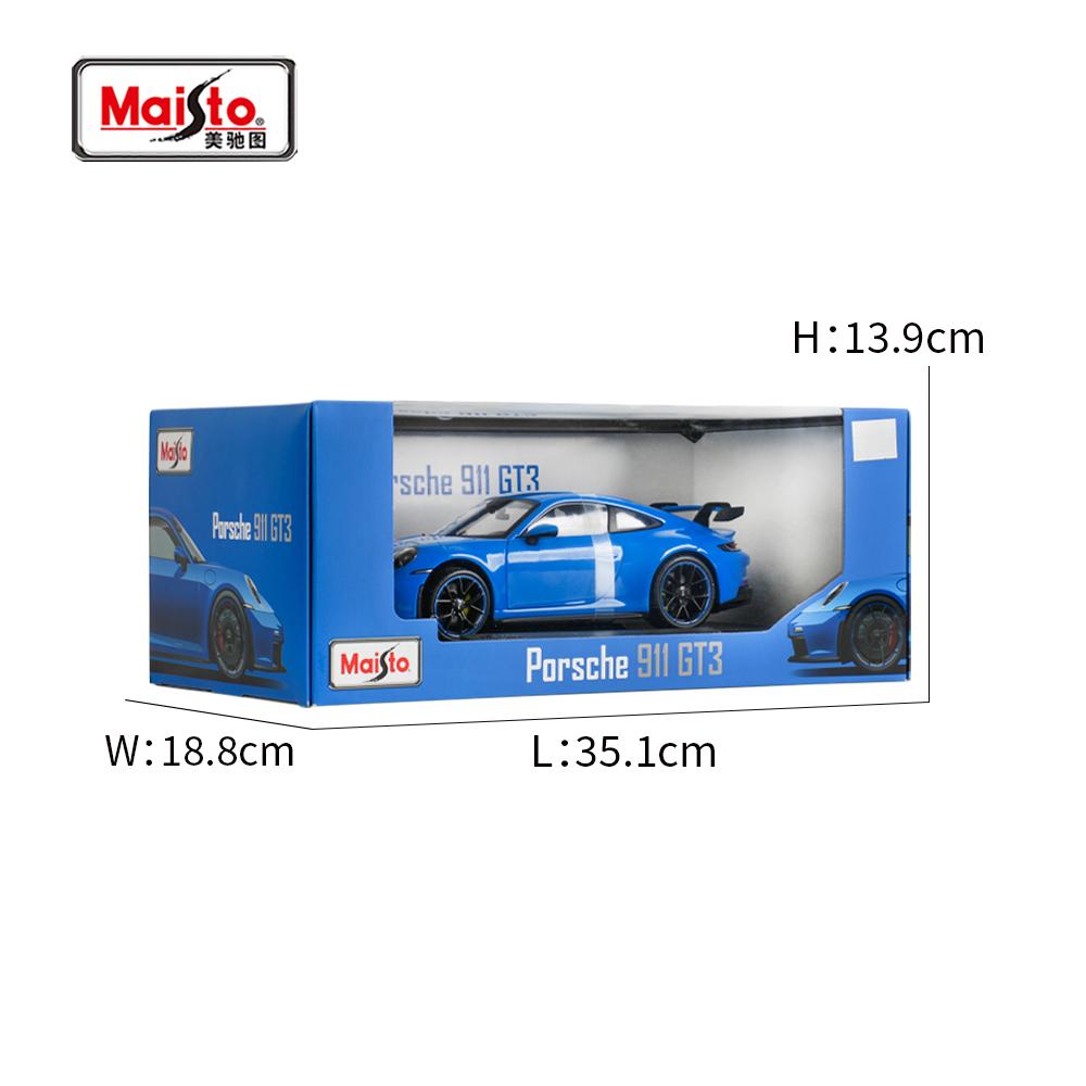 Maisto 1:18 2022 Porsche 911 GT3 Blue Sports Car Static Die Cast Vehicles Collectible Model Car Toys