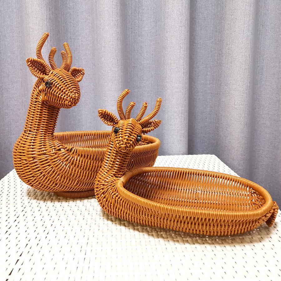 Cesta de Armazenamento Cesta de Frutas Estante de Mesa de Centro para Sala de Estar Criativa Moderna Casa Plástico Cestas de Vime Decorativas de Mesa