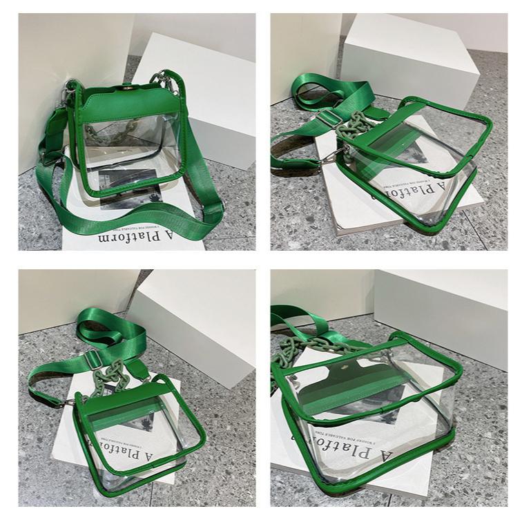 Transparent Crossbody Messenger Handbags Women PVC Cylinder Shoulder Bags Women Sling Bags