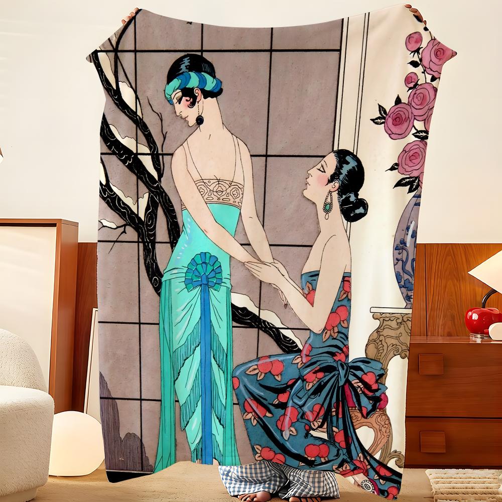 Artist G-George B-Barbier Throw Flannel Throw Blanket, Lightweight Cozy, Durable Washable cute Cool