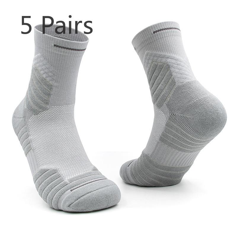 5 Pairs Men's Summer Professional Training Mid Calf Breathable Mesh Quick Dry Sports Socks