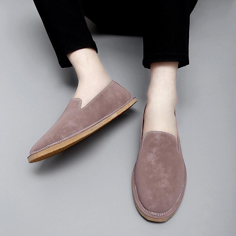 Fashion Designer Brand Men's Genuine Leather Shoes Massage Sole Lightweight Loafers Flat Bottom Work Versatile Men's Business Shoes