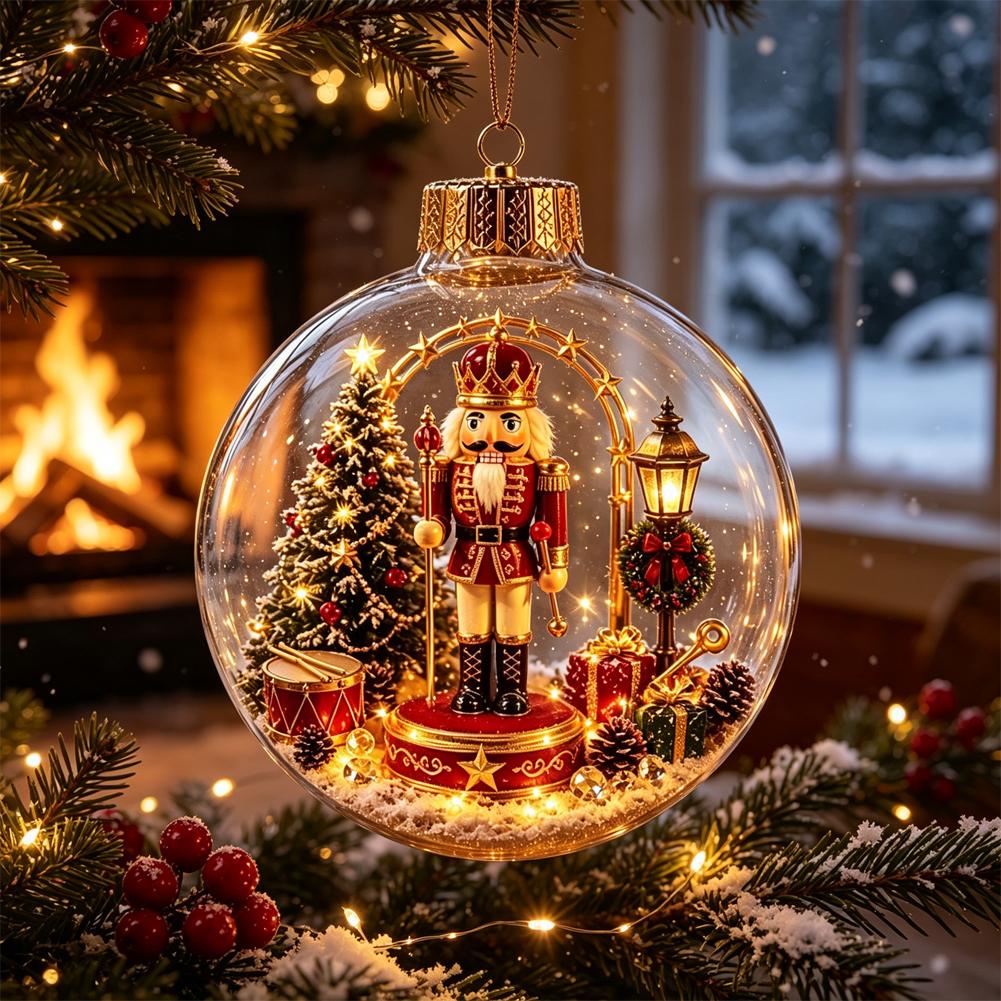 Decorazioni Luminose per la Storia di Natale 2026 Fai da te Nuovo Babbo Natale Pupazzo di Neve Alce Sfera di Cristallo con Polvere d'Oro Decorazione 1pz 2026