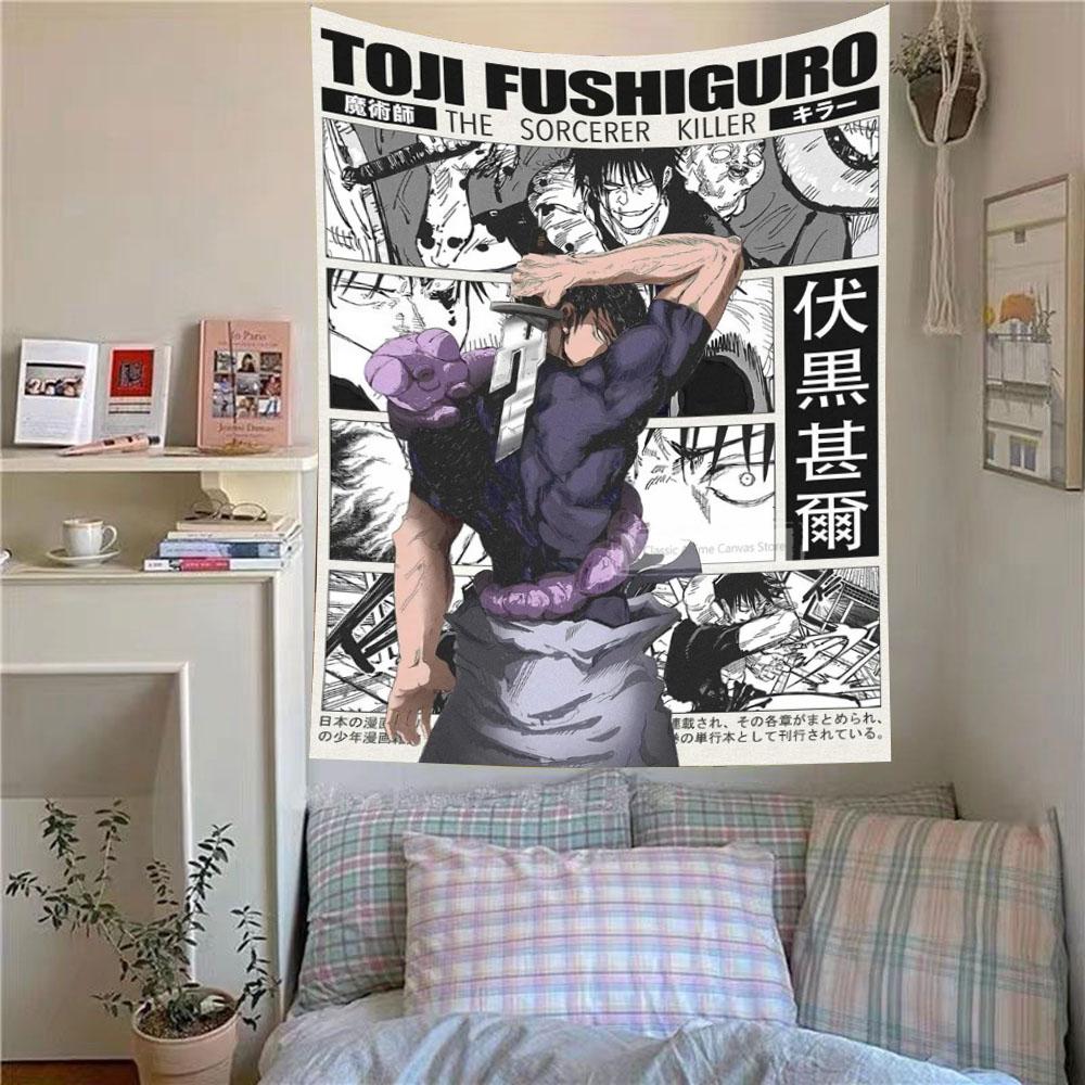 

Popular Anime Printed Black White Tapestry Gojo Satoru Hippie Ins Style Wall Hanging Bedroom Aesthetic Background Cloth 74x94cm(29x37in)